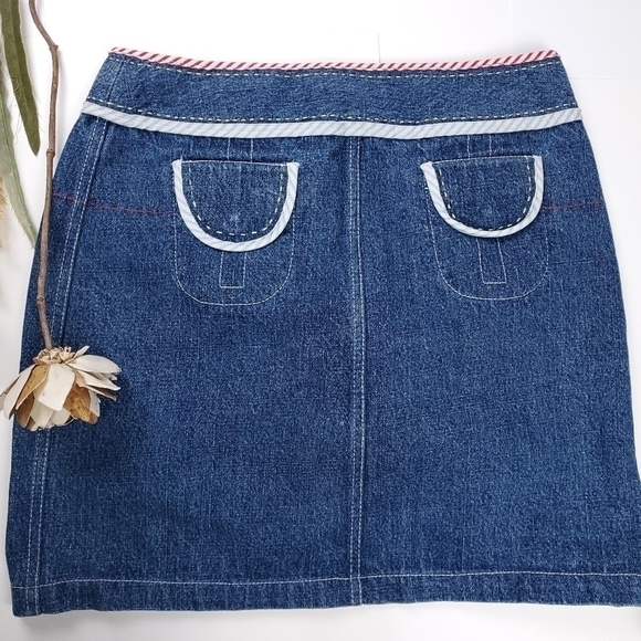 New Etcetera Blue Jean Denim Candy Cane Button Front Size 8 - Picture 3 of 13